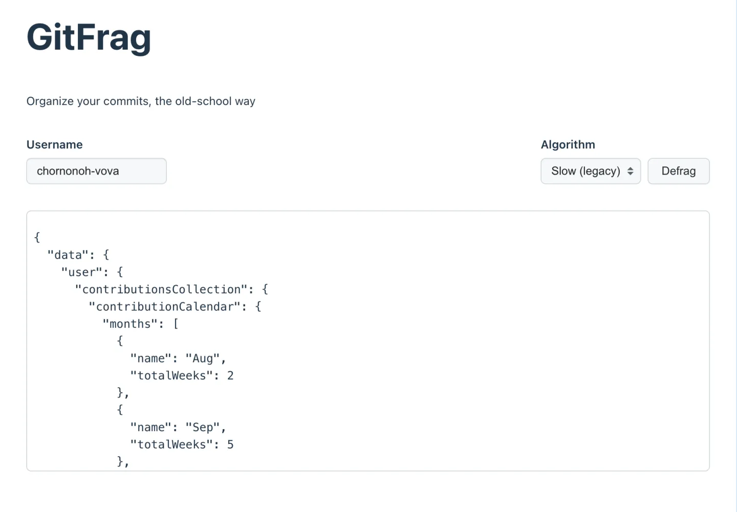 GitFrag day 1 result